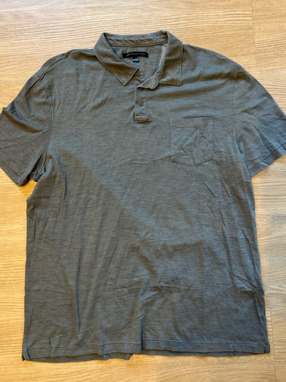 John Varvatos Mens Sz L Gray Lightweight Stretch Casual Polo Shirt 100% Cotton